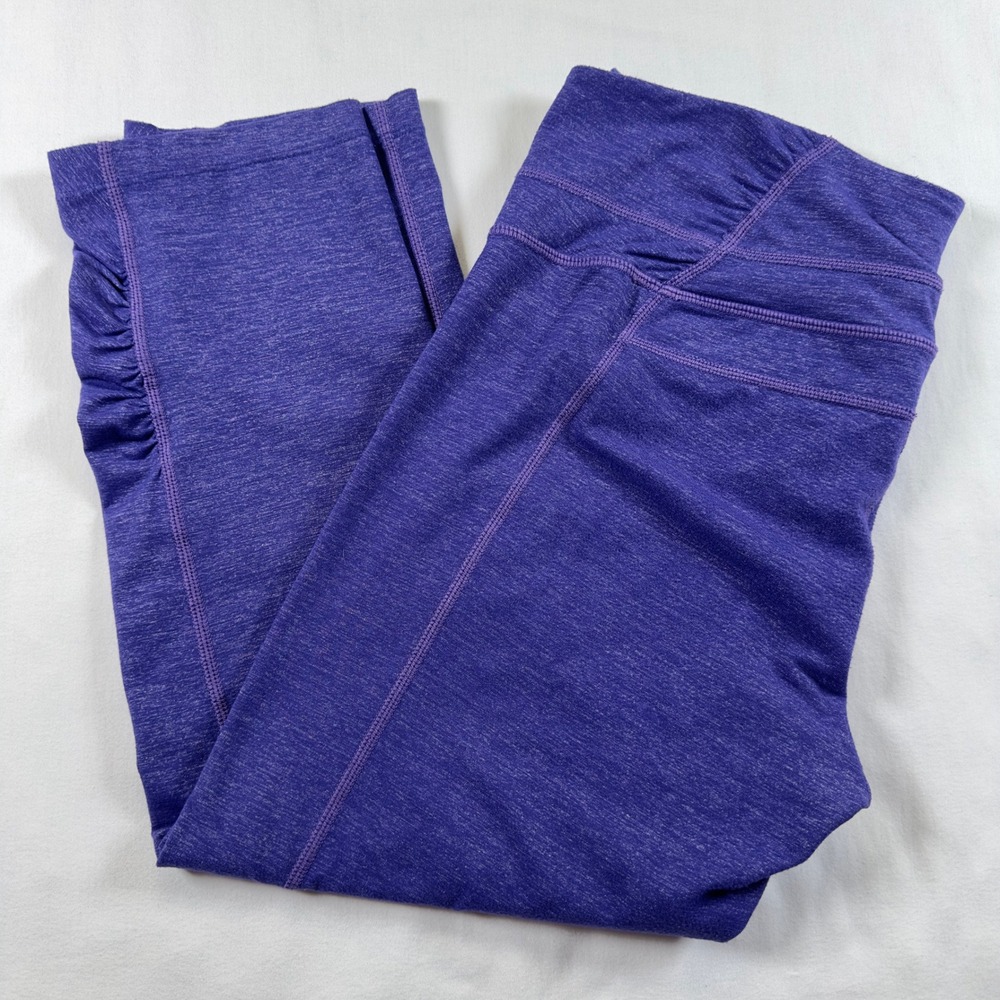 Athleta‎ Womens Medium Cropped Leggings Heather Purple Violet Capri Activewear